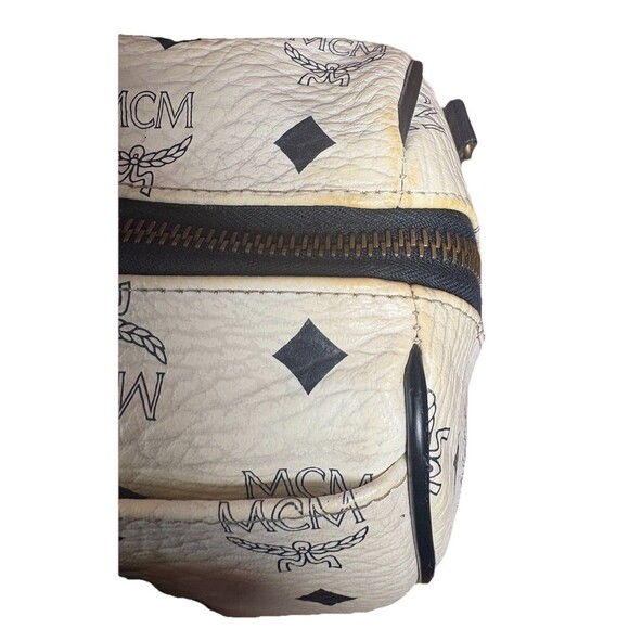 MCM Vintage Navy & White
Visetos Boston Leather Handbag w/Gold MCM Logo - Picture 9 of 16